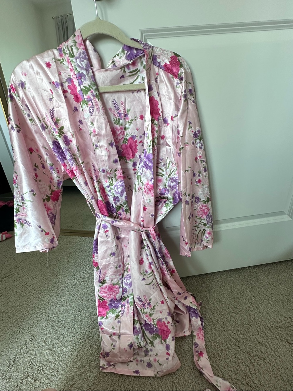 Floral Pink Silk Robe